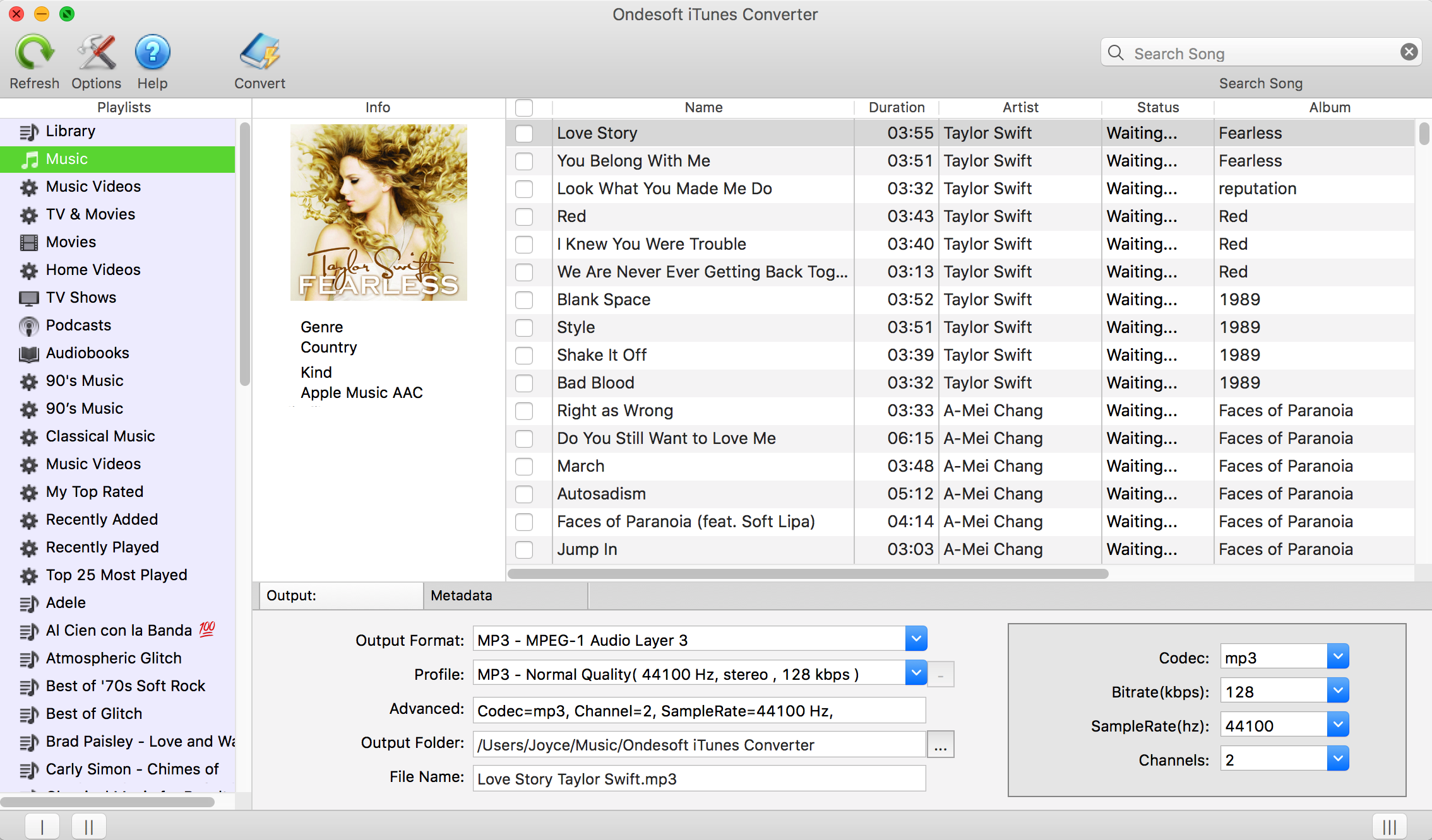 Interfaz de Apple Music Converter