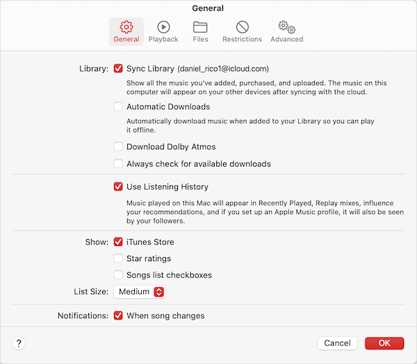 Desactivar la biblioteca musical de iCloud