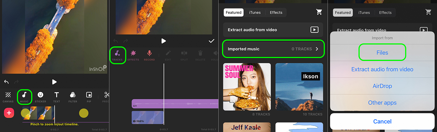añadir música de Spotify al vídeo de InShot