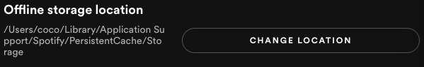 Ubicación de almacenamiento sin conexión de Spotify