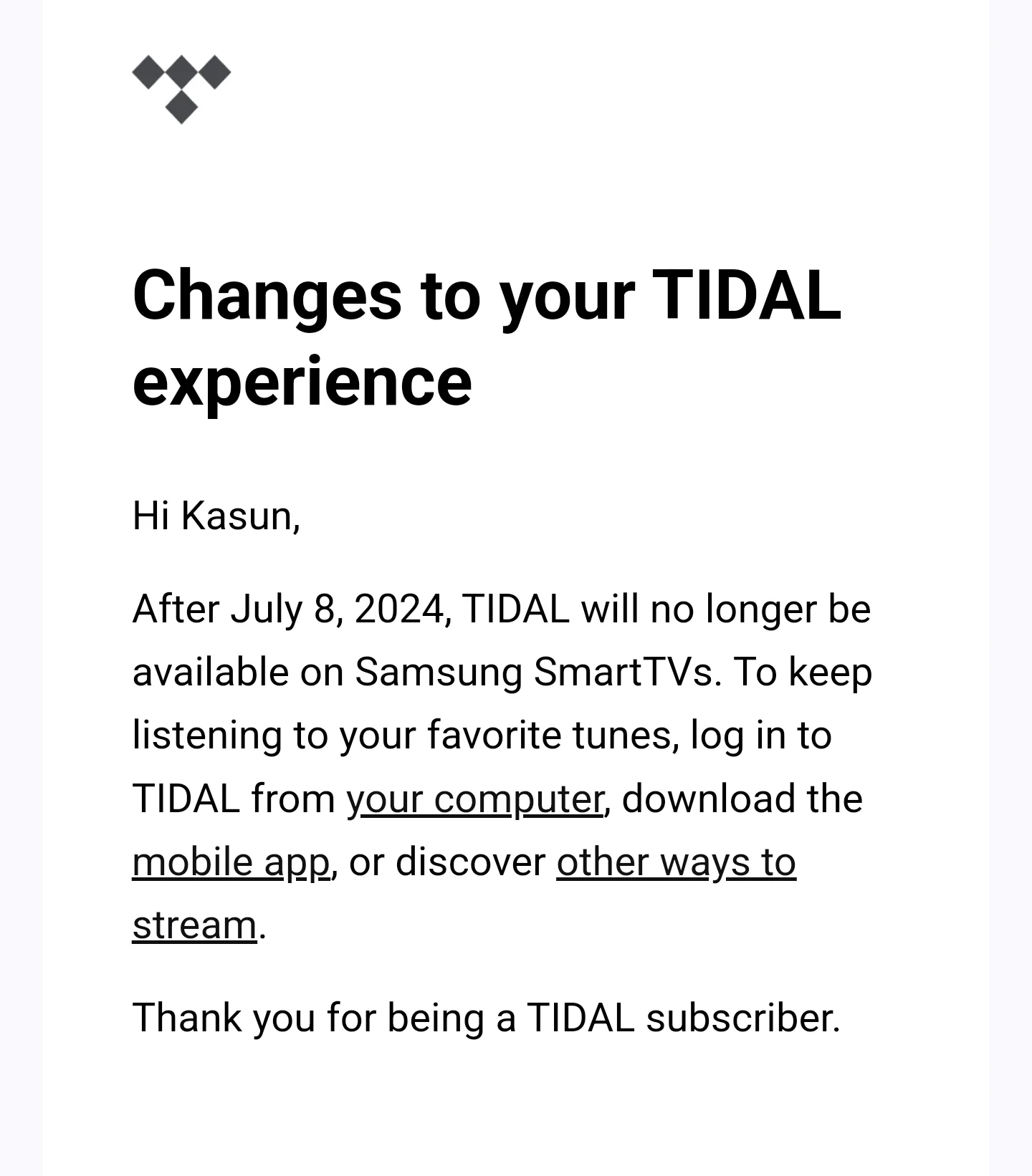 TIDAL Samsung SmartTV