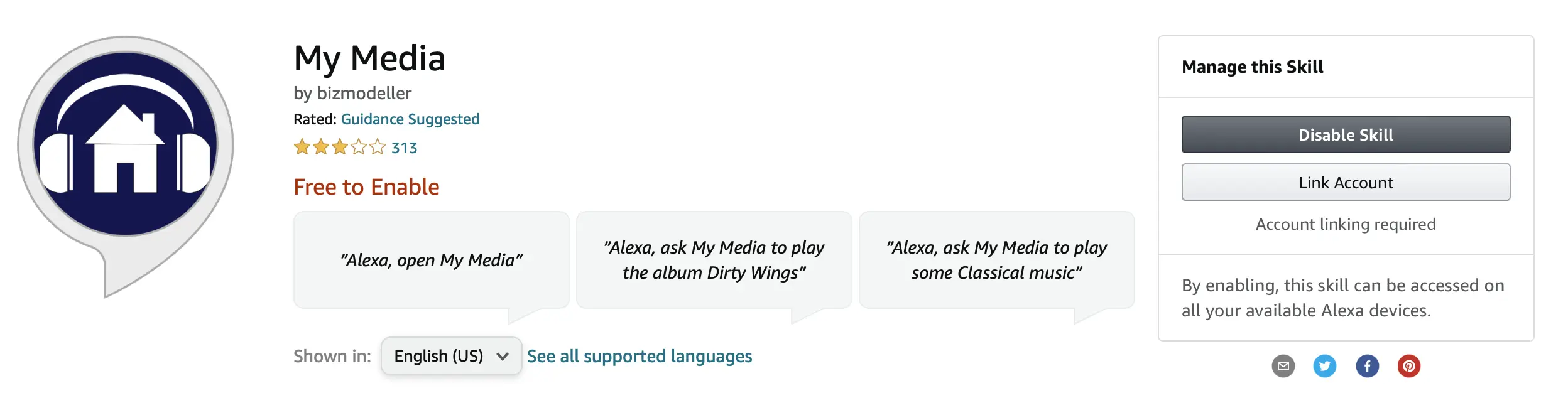 Mis medios para Alexa